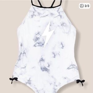 Limeapple White and Gray Kids Swim One Piece